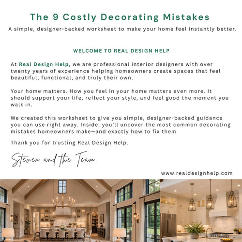 Costly Decorating Mistakes — free interior design guide cover from Real Design Help